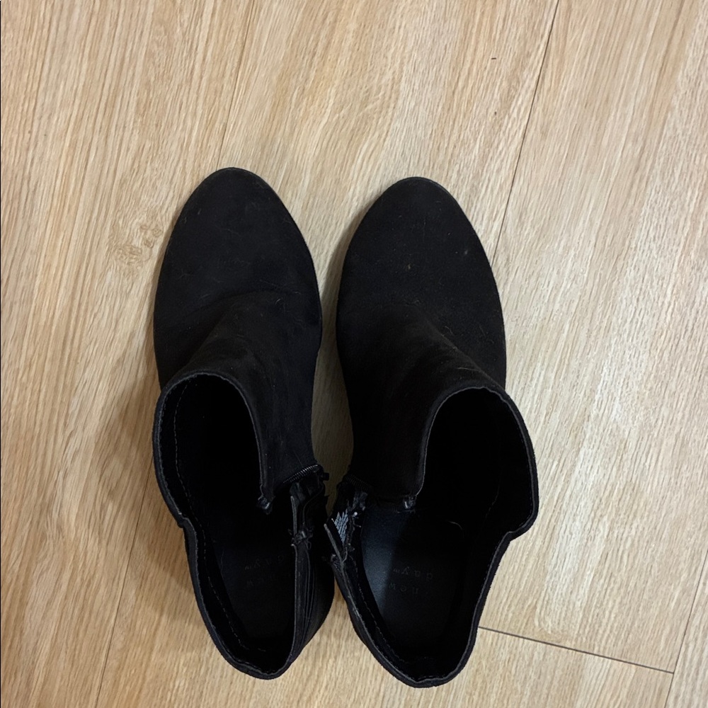 Black Suede Ankle Boots - Classic Side Zip Booties